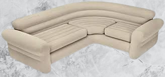 Intex 68575EP L-Shaped Inflatable Corner Sofa for Indoor Use - Tan, 2-in-1 Valve, 880lb Capacity, 101” x 80” x 30”