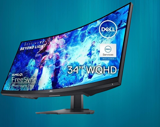 Dell S3422DWG: 34-Inch Curved Gaming Monitor, 144Hz Refresh Rate, WQHD Display (3440 x 1440), Black