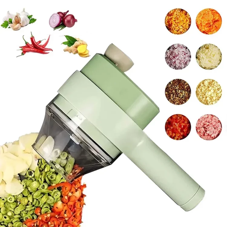 4 In 1 Electric Food Chopper_Garlic Crusher Portable Wireless Electric Vegetable Cutter Food Slice Machine Kitchen Tool Gadgets