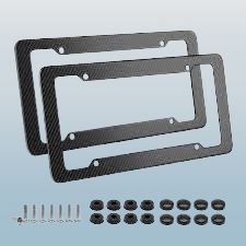 Enhance Your Vehicle's Style with EWBN Carbon Fiber License Plate Frames - 2 Pack of Sleek Black Frames for Standard US Plates, Complete with Screws & Caps