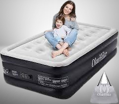 OlarHike Inflatable Twin Air Mattress: Elevated, Durable, Built-in Pump for Camping, Home & Guests - Fast Inflation/Deflation, Black Double Blow-up Bed - Travel Comfort for Indoor Use