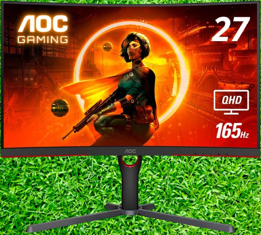 AOC CQ27G3S: Immersive Frameless 27-Inch Curved Gaming Monitor - QHD 2K, 2560x1440 Resolution, 1000R VA, 165Hz Refresh Rate, 1ms Response Time, FreeSync Premium, Sleek Black Design