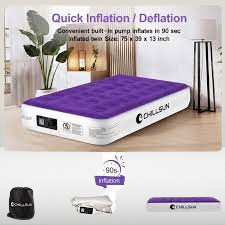 Quick Inflate/Deflate Twin Air Mattress with Built-in Pump - Double Height for Camping, Home, and Travel - Adjustable and Durable