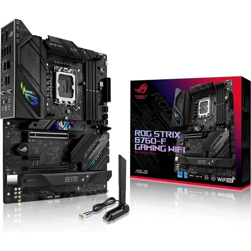 ASUS ROG STRIX B760-F GAMING WIFI motherboard with DDR5 support.