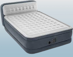 Queen Size Gray Inflatable Mattress with Headboard, Electric Pump, and Carry Bag - Intex Dura-Beam Ultra Plush