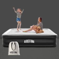 Premium Airefina 18" Full-Size Air Mattress: Built-In Pump, Self-Inflation, Portable & Durable Design - 75x54x18in, Smooth Flocked Top - Ideal Blow-Up Mattress for Comfortable Sleeping