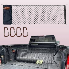 TacoNets GMC Sierra & Chevy Silverado Envelope Style Truck Bed Cargo Net - 2013-2024 | Upgraded 5mm Bungee, Free Storage Bag, Heavy Duty Carabiners | USA Designed - 18" x 50